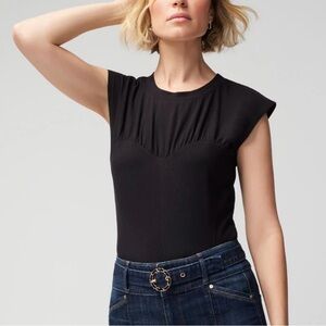 WHBM Black Ruched Bustier Tee